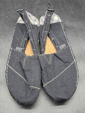 BOBS Shoes Women Size 10 Black Chill Luxe Canvas Boat Slip On Flats Casual 37790